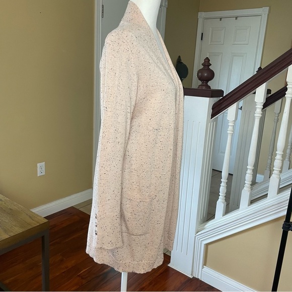 ❌SOLD Verve Amí Pale Pink and Black Nubby Knit Open Front Cardigan - Picture 2 of 9